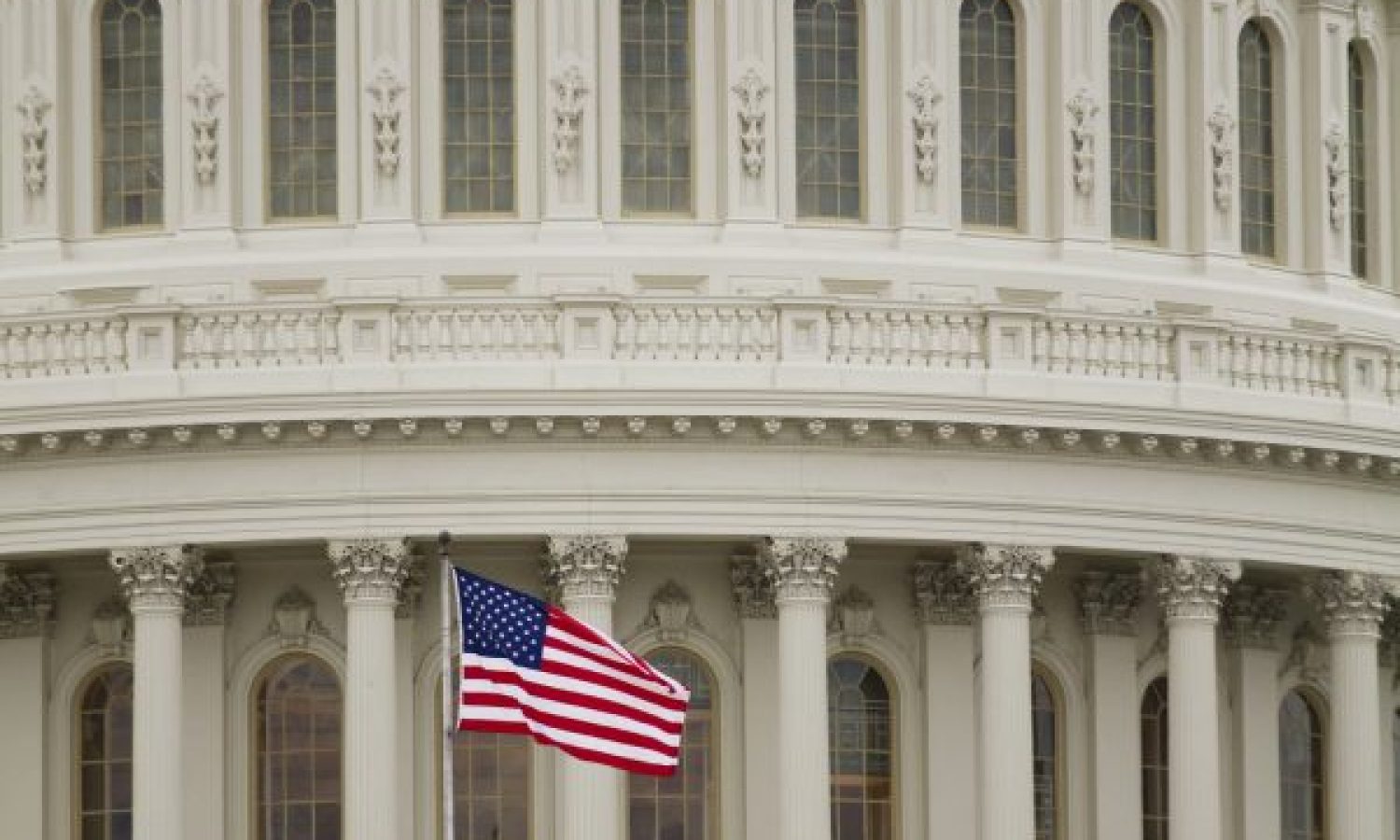 Washington, DC, USA,American Flag on the Capitol Building