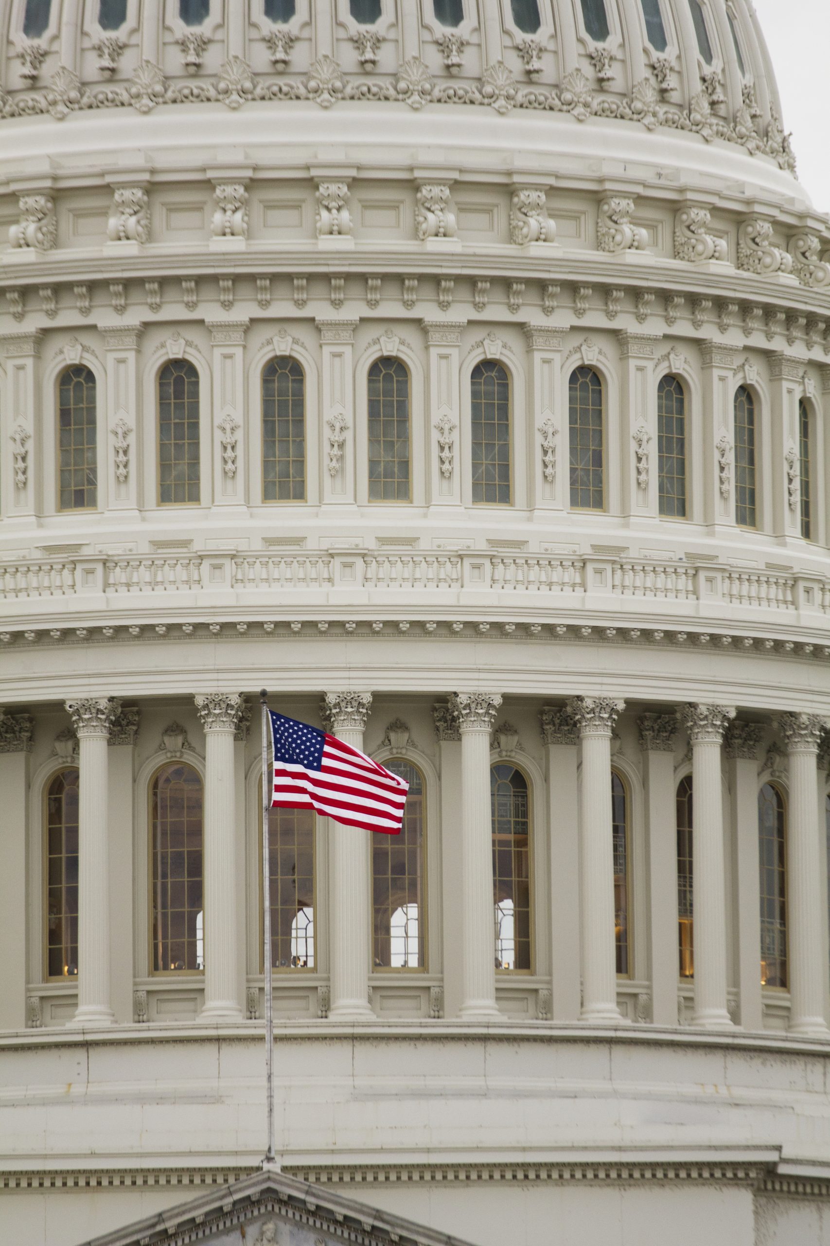 Washington, DC, USA,American Flag on the Capitol Building